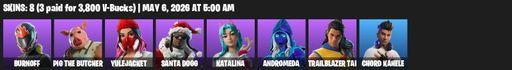 [PC/PSN/XBOX] | 8 skins | Burnoff | Pig the Butcher | Yulejacket | Santa Dogg | Katalina | Andromeda | Trailblazer Tai | Chord Kahele | Full Access
