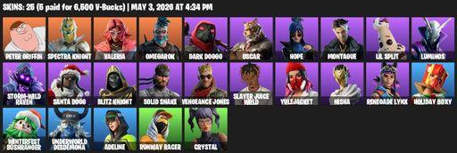 [PC/PSN/XBOX] | 25 skins | Peter Griffin | Spectra Knight | Valeria | Omegarok | Dark Doggo | Oscar | Hope | Montague | Lil Split | Luminos | Full Access
