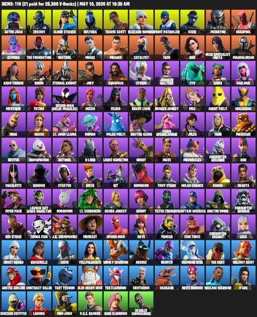 [PC/PSN/XBOX] | 116 skins | Travis Scott | Astro Jack | Trilogy | Cloud Striker | Sultura | Blizzard Bomber | Point Patroller | Fixer | Predator | Full Access