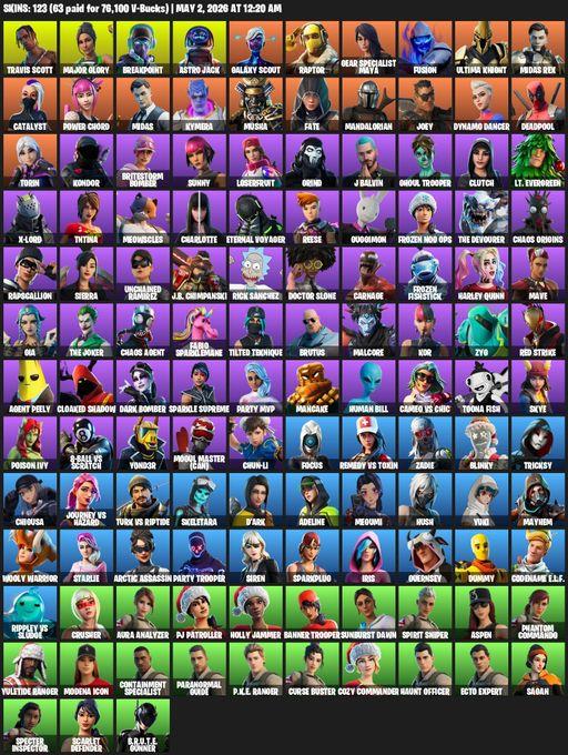 [PC/PSN/XBOX] | 123 skins | Leviathan Axe | Travis Scott | Major Glory | Breakpoint | Astro Jack | Galaxy Scout | Raptor | Gear Specialist Maya | Full Access