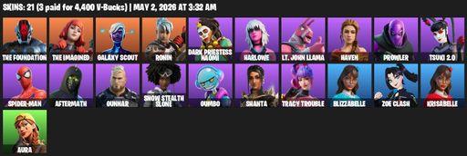[PC/XBOX] | 21 skins | The Foundation | The Imagined | Galaxy Scout | Ronin | Dark Priestess Naomi | Harlowe | Lt. John Llama | Haven | Prowler | Full Access