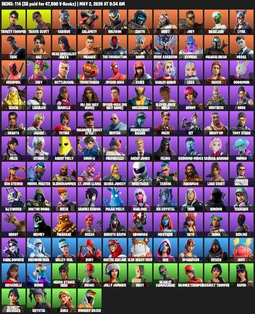 [PC/PSN] | 114 skins | Travis Scott | Lara Croft | Trinity Trooper | Carbide | Calamity | Oblivion | Zenith | Drift | Joey | Backlash | Lynx | Fade | Full Access