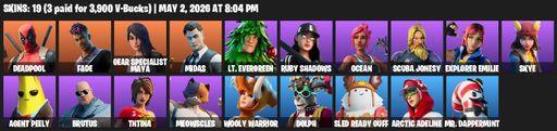 [PC/PSN/XBOX] | 19 skins | Deadpool | Fade | Gear Specialist Maya | Midas | Lt. Evergreen | Ruby Shadows | Ocean | Scuba Jonesy | Explorer Emilie | Full Access