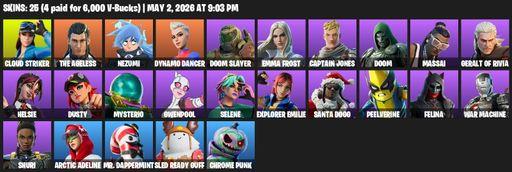 [PC/XBOX] | 25 skins | Cloud Striker | The Ageless | Nezumi | Dynamo Dancer | Doom Slayer | Emma Frost | Captain Jones | Doom | Massai | Full Access