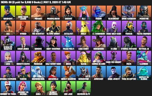 [PC/PSN/XBOX] | 56 skins | Leviathan Axe | OG STW | Lara Croft | Warpaint | Rose Team Leader | Menace | Mandalorian | Sorana | Alli | Fusion | Full Access