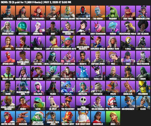 [PC/XBOX] | 78 skins | Omegarok | Kado Thorne | The Imagined | Ronin | Spectra Knight | The Foundation | The Origin | Peabody | Fish Thicc | Full Access