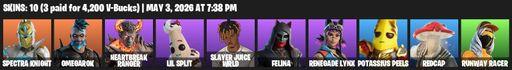 [PC/PSN/XBOX] | 10 skins | Spectra Knight | Omegarok | Heartbreak Ranger | Lil Split | Slayer Juice WRLD | Felina | Renegade Lynx | Potassius Peels | Full Access