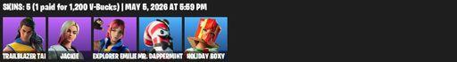 [PC/PSN] | 5 skins | Trailblazer Tai | Jackie | Explorer Emilie | Mr. Dappermint | Holiday Boxy | Microbot Mallet | Crystal Fang | Premiere Poms | Full Access