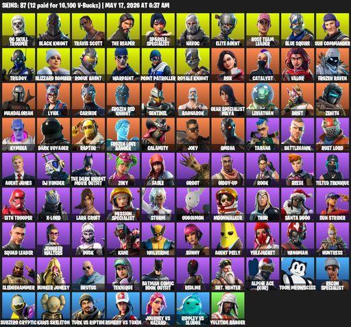 [PC/XBOX] | 87 skins | Floss | Take The L | OG STW | OG Skull Trooper | Black Knight | Travis Scott | Sparkle Specialist | Royale Knight | The Reaper | Full Access