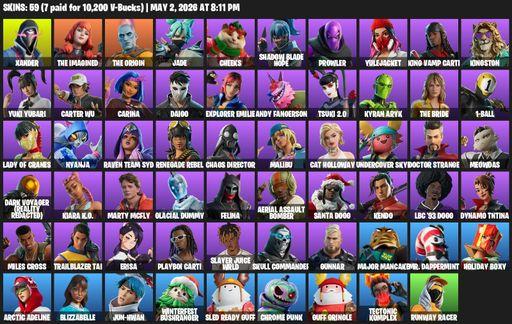 [PC/XBOX] | 59 skins | Xander | The Imagined | The Origin | Jade | Cheeks | Shadow Blade Hope | Prowler | Yulejacket | King Vamp Carti | Kingston | Full Access