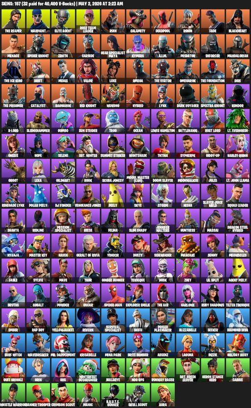 [PC/PSN/XBOX] | 157 skins | Take The L | OG STW | The Reaper | Elite Agent | Omega | Warpaint | Rose Team Leader | Ruin | Calamity | Deadpool | Ronin | Full Access