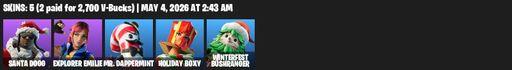 [PC/PSN/XBOX] | 5 skins | Santa Dogg | Explorer Emilie | Mr. Dappermint | Holiday Boxy | Winterfest Bushranger | Sparkling Star | Secret Scimitars | Full Access
