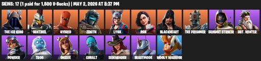 [PC/XBOX] | 17 skins | The Ice King | Sentinel | Hybrid | Zenith | Lynx | Rox | Blackheart | The Prisoner | Summit Striker | Sgt. Winter | Powder | Full Access