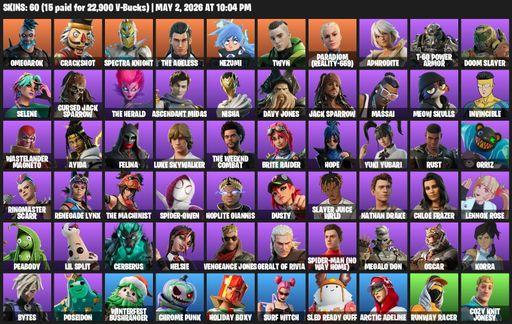 [PC/PSN/XBOX] | 60 skins | 600 V-bucks | Reaper Axe | Omegarok | Crackshot | Spectra Knight | The Ageless | Nezumi | Twyn | Paradigm (Reality-659) | Full Access