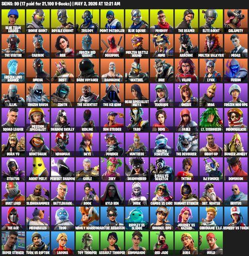 [PC/PSN/XBOX] | 99 skins | Take The L | Royale Knight | The Reaper | Elite Agent | Blue Squire | Omega | Blue Team Leader | Rogue Agent | Trilogy | Full Access