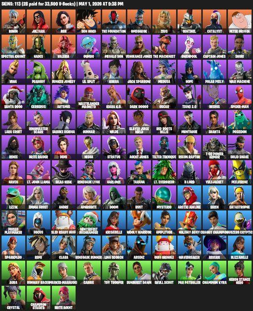 [PC/PSN/XBOX] | 113 skins | Lara Croft | Ronin | Joltara | Rox | Son Goku | The Foundation | Omegarok | Zeus | Sentinel | Catalyst | Peter Griffin | Full Access