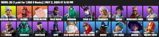 [PC/XBOX] | 20 skins | Blizzard Bomber | Valeria | Peter Griffin | Solid Snake | Poseidon | Tsuki 2.0 | Aphrodite | Korra | Vengeance Jones | Nisha | Full Access