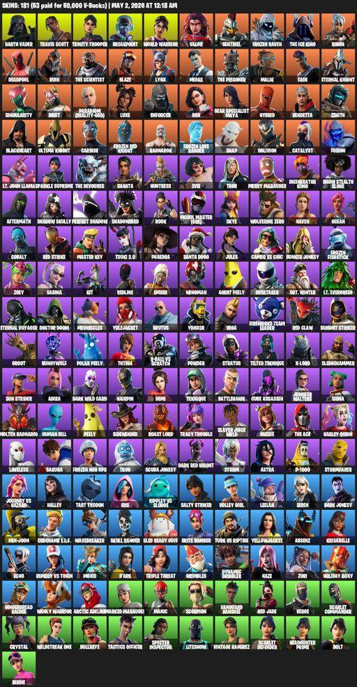 [PC/PSN/XBOX] | 181 skins | 500 V-bucks | Travis Scott | Darth Vader | Trinity Trooper | Breakpoint | World Warrior | Valor | Sentinel | Frozen Raven | Full Access