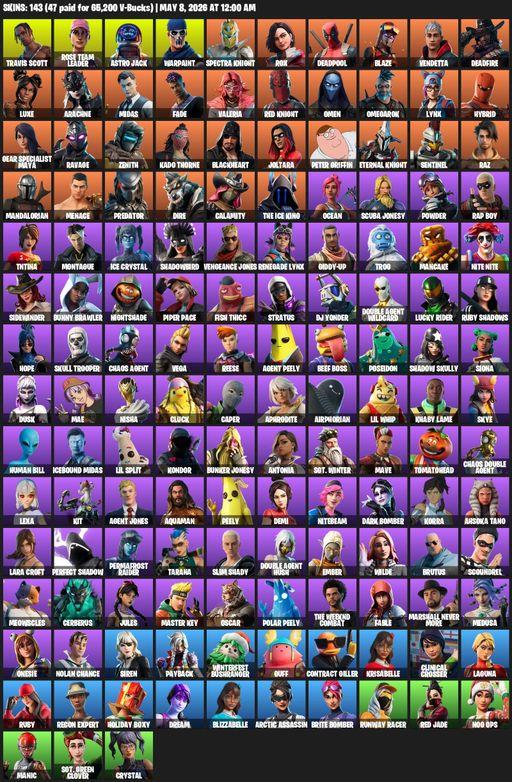 [PC/PSN/XBOX] | 143 skins | 2700 V-bucks | OG STW | Travis Scott | Lara Croft | Rose Team Leader | Astro Jack | Warpaint | Spectra Knight | Rox | Full Access