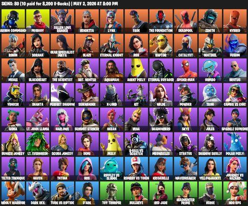[PC/PSN/XBOX] | 80 skins | Carbon Commando | Prodigy | Fallen Love Ranger | Vendetta | Lynx | Fade | The Foundation | Deadpool | Zenith | Hybrid | Full Access